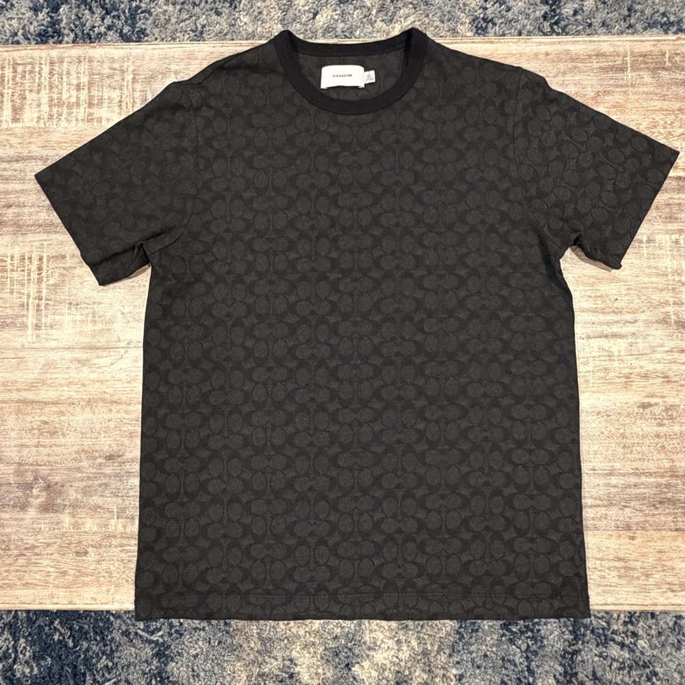 Coach Men's Black Tonal Signature Short Sleeve Tee